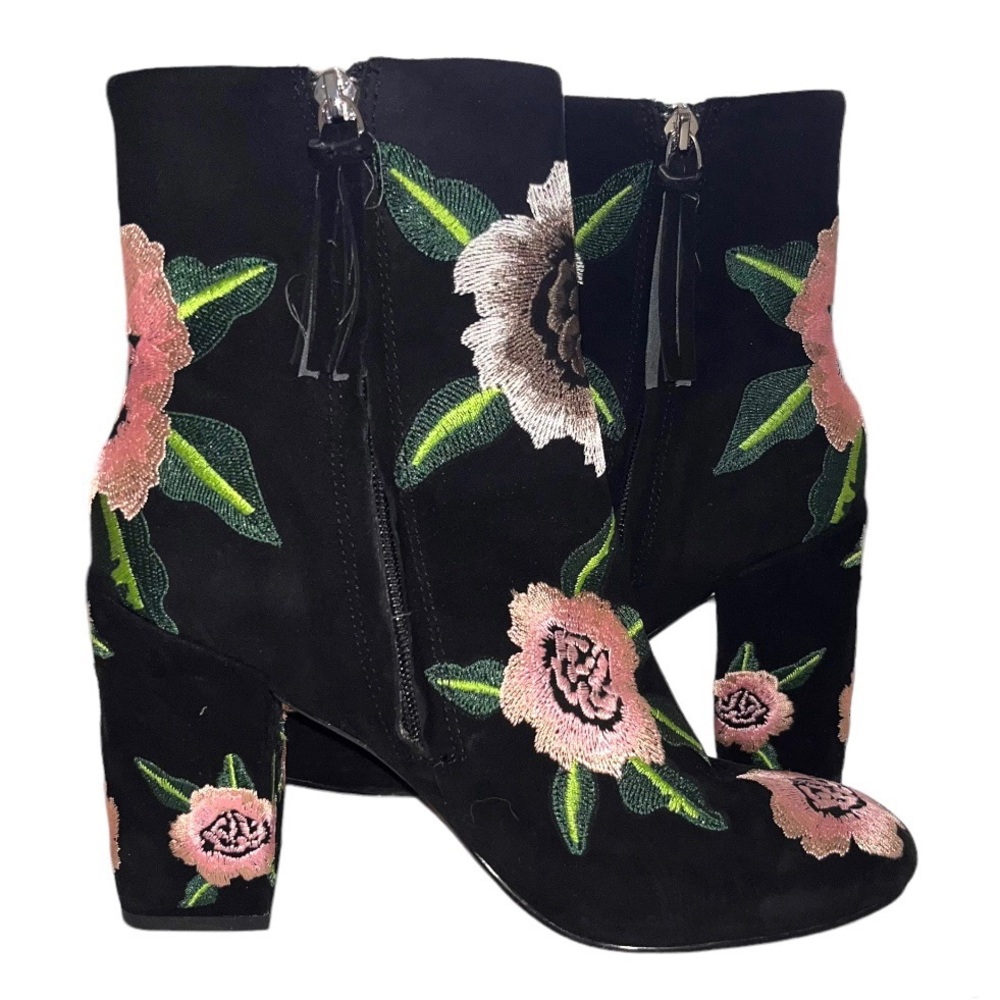 Rebecca Minkoff Bryce Floral Embroidered Ankle Boots 8 Whimsigoth‎